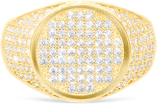 Load image into Gallery viewer, 10k Yellow Gold 15.2mm Pave CZ Beveled Square Signet Ring, Sizes 4-13