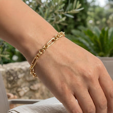 Load image into Gallery viewer, Italian 14k Yellow Gold 7.4mm Figaro Link Bracelet, 7.25 Inch