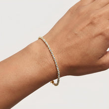 Load image into Gallery viewer, 14k Two-Tone Gold 2.4mm Alternating Faceted Bead Link Bracelet, 7 Inch