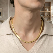 Load image into Gallery viewer, 14k Yellow Gold 6mm Brick Cube Link Chain Necklace, Extendable 16 to 18 Inch