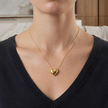 Load image into Gallery viewer, 14k Yellow Gold Puffed Heart Charm Pendant Cable Chain Necklace, 18 Inch