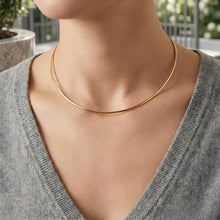 Load image into Gallery viewer, Italian 14k Yellow Gold 1.4mm or 3.7mm Omega High Shine Collar Necklace, 16 Inch