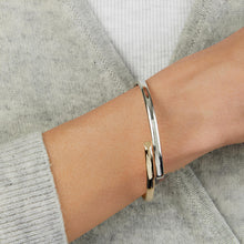 Load image into Gallery viewer, Italian 14k Two-Tone Gold 4mm Bypass Bangle Bracelet