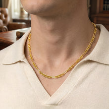 Load image into Gallery viewer, 14k Yellow Gold 4mm Paperclip and 5.4mm Round Figaro Link Chain Necklace, 18 Inch