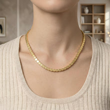 Load image into Gallery viewer, 14k Yellow Gold 6mm Brick Cube Link Chain Necklace, Extendable 16 to 18 Inch