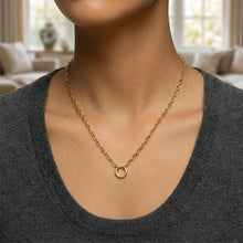 Load image into Gallery viewer, 14k Yellow Gold Push Lock for Charms and Pendants 4.2mm Cable Link Chain Necklace, 18 Inch