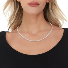Load image into Gallery viewer, 14k White Gold 3mm Solid Rope Chain Diamond Cut Necklace