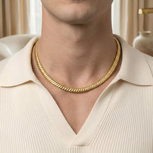 Load image into Gallery viewer, 14k Yellow Gold 7mm Rib Link Chain Necklace, Extendable 16 to 18 Inch