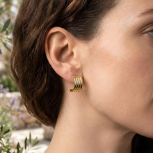 Load image into Gallery viewer, 14k Yellow Gold 15.5mm Multirow C-Hoop Earrings