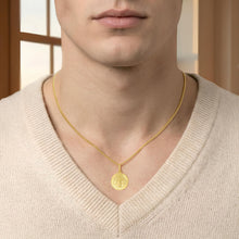 Load image into Gallery viewer, Italian 14k Yellow Gold 15.5mm Reversible Saint St. Benedict San Benito Proctection Cross Medallion Religious Charm Pendant with Optional Chain Necklace, 20 Inch