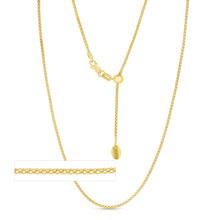 Load image into Gallery viewer, 14k Yellow Gold or White Gold or Rose Gold 1.3mm Adjustable Round Popcorn Chain Necklace, 22 Inch