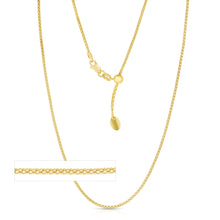 Load image into Gallery viewer, 14k Yellow Gold or White Gold or Rose Gold 1.3mm Adjustable Round Popcorn Chain Necklace, 22 Inch