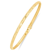 Load image into Gallery viewer, 10k Yellow Gold 3mm Classic Satin Finish Textured Flex Bangle Bracelet