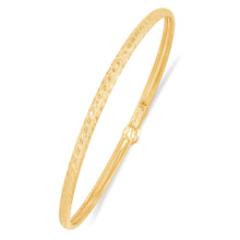 Load image into Gallery viewer, 10k Yellow Gold 3mm Subtle Stripe Satin Finish Textured Flex Bangle Bracelet