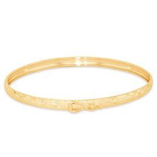 Load image into Gallery viewer, 10k Yellow Gold 4mm Diamond Cut Satin Finish Textured Flex Bangle Bracelet