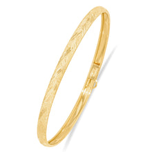 Load image into Gallery viewer, 10k Yellow Gold 4mm Chevron Satin Finish Textured Flex Bangle Bracelet