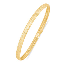 Load image into Gallery viewer, 10k Yellow Gold 4mm Subtle Stripe Satin Finish Textured Flex Bangle Bracelet