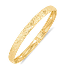 Load image into Gallery viewer, 10k Yellow Gold 6mm Chevron Satin Finish Textured Flex Bangle Bracelet