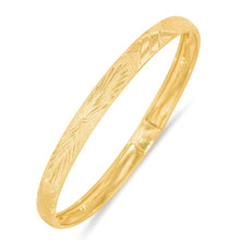 Load image into Gallery viewer, 10k Yellow Gold 6mm Crosshatch Satin Finish Textured Flex Bangle Bracelet