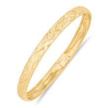 Load image into Gallery viewer, 10k Yellow Gold 6mm Classic Satin Finish Textured Flex Bangle Bracelet