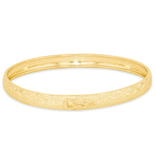 Load image into Gallery viewer, 10k Yellow Gold 6mm Classic Satin Finish Textured Flex Bangle Bracelet