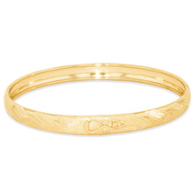 Load image into Gallery viewer, 10k Yellow Gold 6mm Criss-Cross Satin Finish Textured Flex Bangle Bracelet