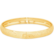 Load image into Gallery viewer, 10k Yellow Gold 8mm Classic Satin Finish Textured Flex Bangle Bracelet