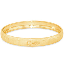 Load image into Gallery viewer, 10k Yellow Gold 8mm Double Stripe Satin Finish Textured Flex Bangle Bracelet