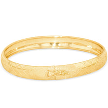 Load image into Gallery viewer, 10k Yellow Gold 8mm Criss-Cross Satin Finish Textured Flex Bangle Bracelet
