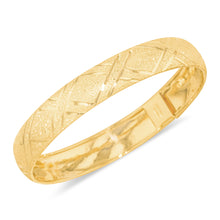 Load image into Gallery viewer, 10k Yellow Gold 10mm Double Criss-Cross Satin Finish Textured Flex Bangle Bracelet