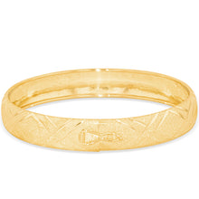 Load image into Gallery viewer, 10k Yellow Gold 10mm Double Criss-Cross Satin Finish Textured Flex Bangle Bracelet