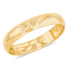 Load image into Gallery viewer, 10k Yellow Gold 12mm Lattice Satin Finish Textured Flex Bangle Bracelet