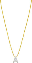 Load image into Gallery viewer, 14k Yellow Gold 0.3" Mini Diamond Alphabet Letter A - Z Initial Charm Pendant with Extendable Adjustable Chain Necklace