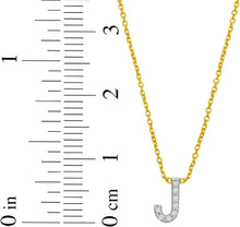 Load image into Gallery viewer, 14k Yellow Gold 0.3" Mini Diamond Alphabet Letter A - Z Initial Charm Pendant with Extendable Adjustable Chain Necklace