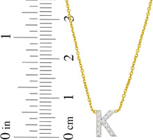 Load image into Gallery viewer, 14k Yellow Gold 0.3" Mini Diamond Alphabet Letter A - Z Initial Charm Pendant with Extendable Adjustable Chain Necklace