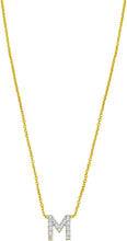 Load image into Gallery viewer, 14k Yellow Gold 0.3" Mini Diamond Alphabet Letter A - Z Initial Charm Pendant with Extendable Adjustable Chain Necklace