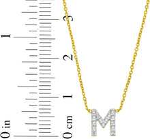 Load image into Gallery viewer, 14k Yellow Gold 0.3" Mini Diamond Alphabet Letter A - Z Initial Charm Pendant with Extendable Adjustable Chain Necklace