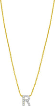 Load image into Gallery viewer, 14k Yellow Gold 0.3" Mini Diamond Alphabet Letter A - Z Initial Charm Pendant with Extendable Adjustable Chain Necklace