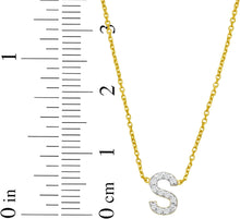 Load image into Gallery viewer, 14k Yellow Gold 0.3" Mini Diamond Alphabet Letter A - Z Initial Charm Pendant with Extendable Adjustable Chain Necklace