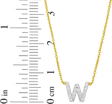 Load image into Gallery viewer, 14k Yellow Gold 0.3" Mini Diamond Alphabet Letter A - Z Initial Charm Pendant with Extendable Adjustable Chain Necklace