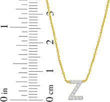 Load image into Gallery viewer, 14k Yellow Gold 0.3" Mini Diamond Alphabet Letter A - Z Initial Charm Pendant with Extendable Adjustable Chain Necklace