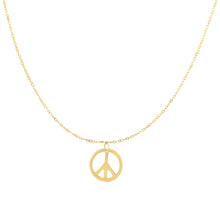 Load image into Gallery viewer, Floreo 14k Yellow Gold Polished Peace Sign Necklace