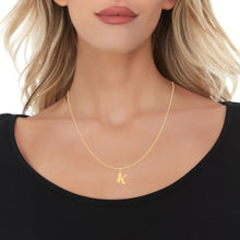 Load image into Gallery viewer, 14k Yellow Gold 0.9" Alphabet Letter A - Z Initial Charm Pendant with optional Extendable Adjustable Chain Necklace