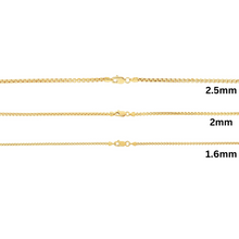 Load image into Gallery viewer, 10k Yellow Gold 2.5mm Lite Round Box Link Chain Necklace
