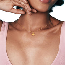 Load image into Gallery viewer, 14k Yellow Gold 0.4" Block Alphabet Letter A - Z Initial Charm Pendant with Extendable Adjustable Chain Necklace