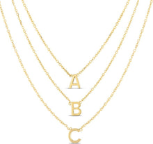Load image into Gallery viewer, 14k Yellow Gold 0.2" Mini Alphabet Letter A - Z Initial Charm Pendant with Extendable Adjustable Chain Necklace