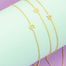 Load image into Gallery viewer, 14k Yellow Gold 0.2" Mini Alphabet Letter A - Z Initial Charm Pendant with Extendable Adjustable Chain Necklace & Bracelet Set