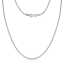 Load image into Gallery viewer, 10k White Gold 1.3mm Solid Rope Chain Diamond Cut Necklace