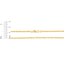 Load image into Gallery viewer, 14K Yellow Gold 2.5mm Solid Rope Diamond Cut Chain Necklace