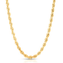 Load image into Gallery viewer, 14K Yellow Gold 7mm Solid Rope Diamond Cut Chain Necklace